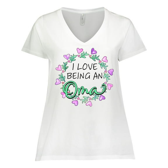 Inktastic I Love Being an Oma- Circle of Hearts Women's Plus Size V-Neck T-Shirt