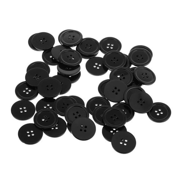 Masteelf Black Resin Buttons for Sewing with 4Holes Round Design for Craft and Clothing Decoration 50pcs