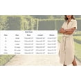 thumbnail image 3 of Dvprdro Collared Short Sleeve Linen Maxi Dress for Women Button Front Side Pockets Tie Waist Solid Color Summer, 3 of 10