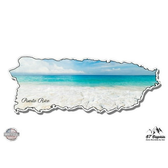 Puerto Rico Ocean Beach Vacation - 3" Vinyl Sticker - For Car Laptop I-Pad Phone Helmet Hard Hat - Waterproof Decal