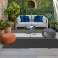 thumbnail image 2 of Black Morocco Outdoor Rug for Patio/Deck/Porch, Non-Slip Large Area Rug 5 x 8 Ft, Grey Striped Middle Century Patterned Indoor Outdoor Rugs Washable Area Rugs, Reversible Camping Rug Carpet Runner, 2 of 8
