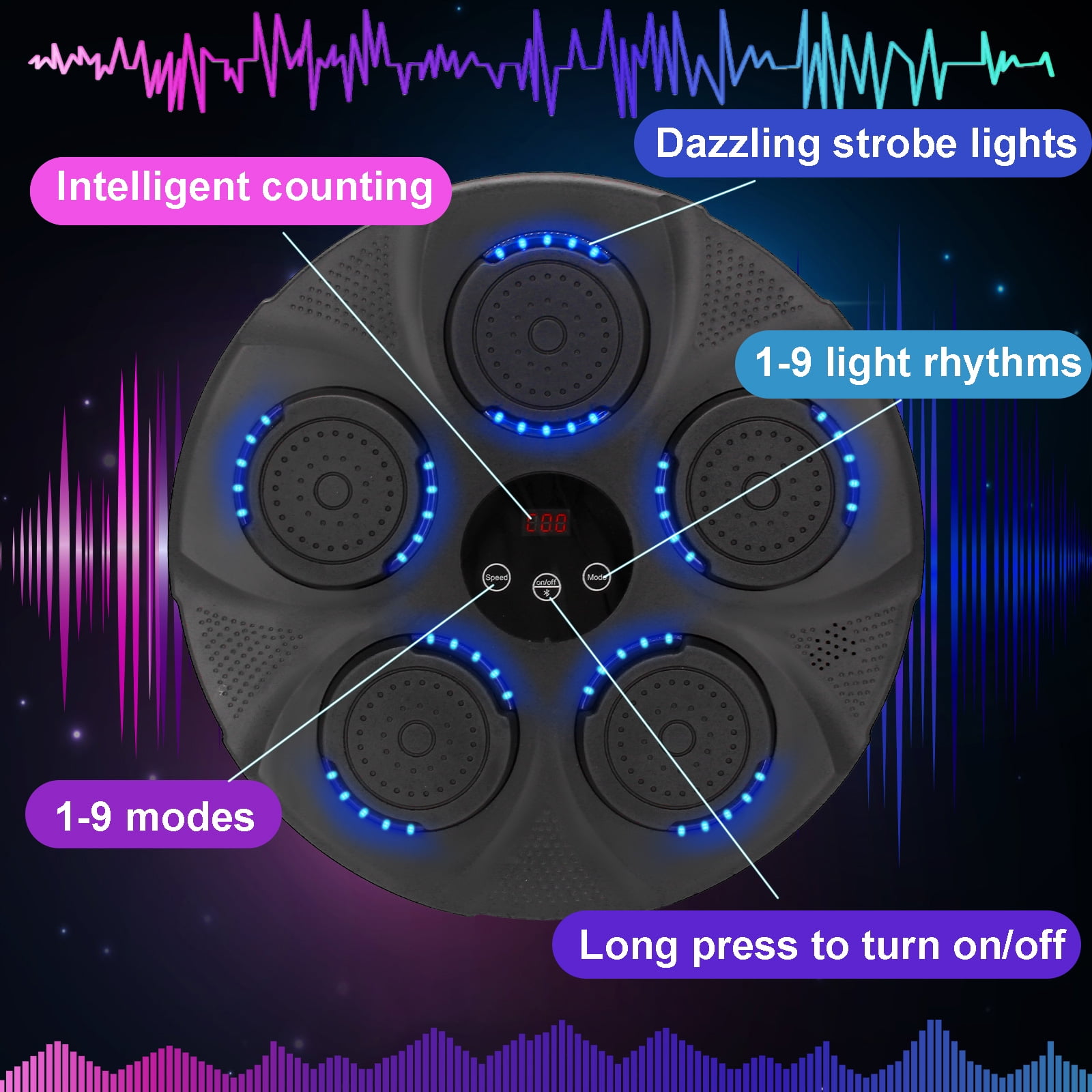 VASDEV Music Boxing Machine Wall Mounted Smart Bluetooth Boxing Equipment for Boxing Enthusiasts (Black),Delivery within 4 days