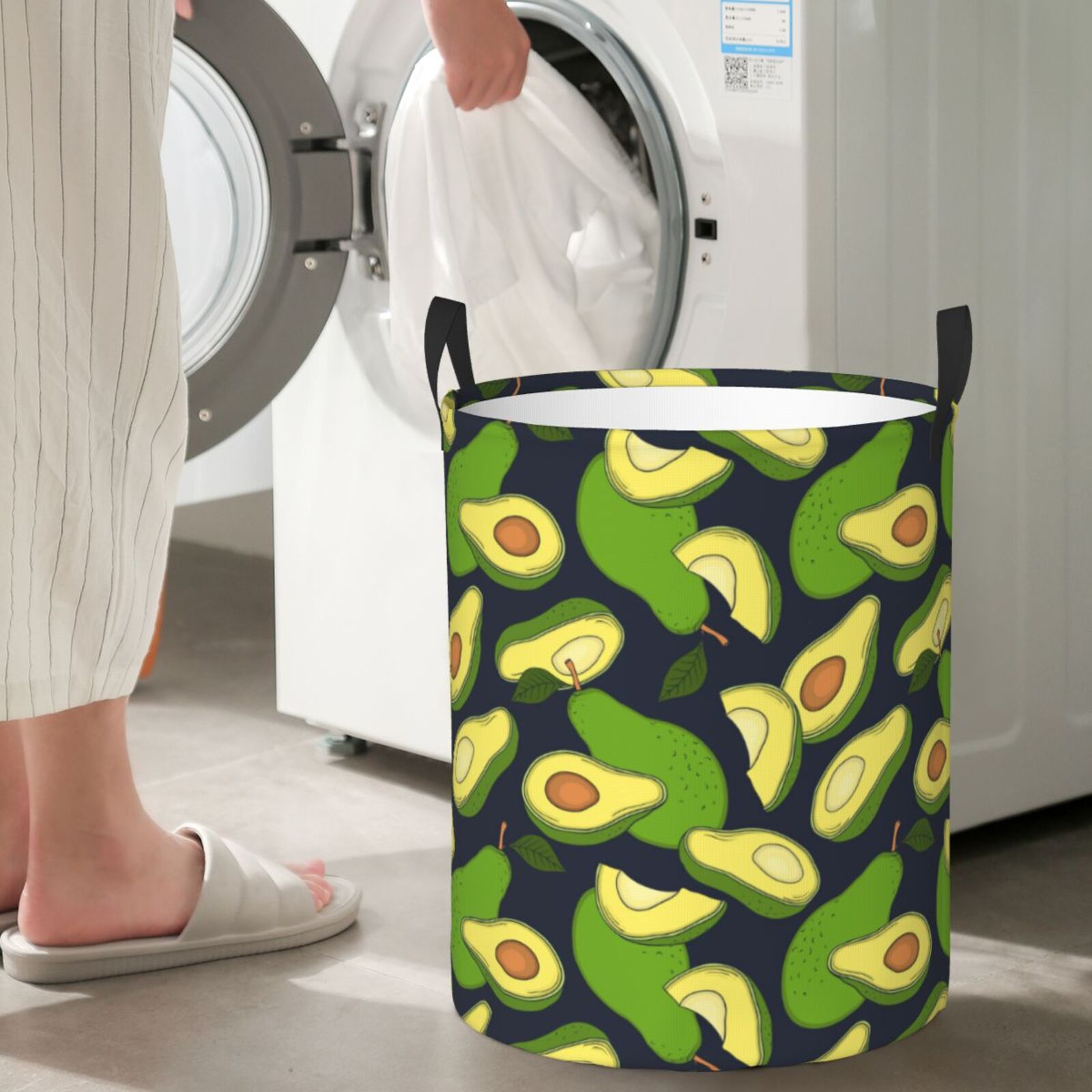 Large Laundry Basket with Handles - Fresh Avocado Kids Baby Dirty Clothes Laundry Hamper for Bedroom Aesthetic