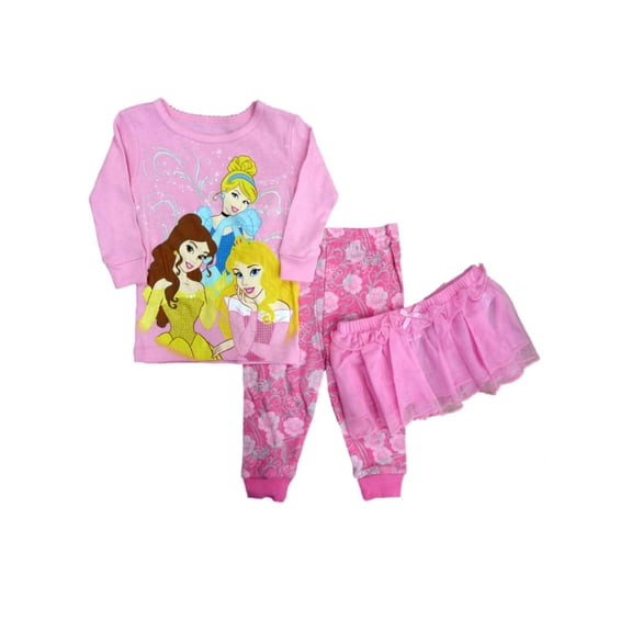 Disney Infant Girl 3 Piece Outfit Floral Leggings Princess Shirt Tulle Skirt 18m
