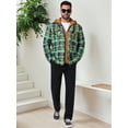 thumbnail image 2 of DARING DIVA Shirt Jacket Drawstring Hooded Plaid Shacket 2XL Green Khaki, 2 of 7