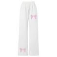 thumbnail image 4 of JIAYUE Valentines Day Girls Slacks Bowknot Print High Waisted Straight-Leg Long with Pockets Girlfriend Trousers For Kids Casual Wear, 4 of 9