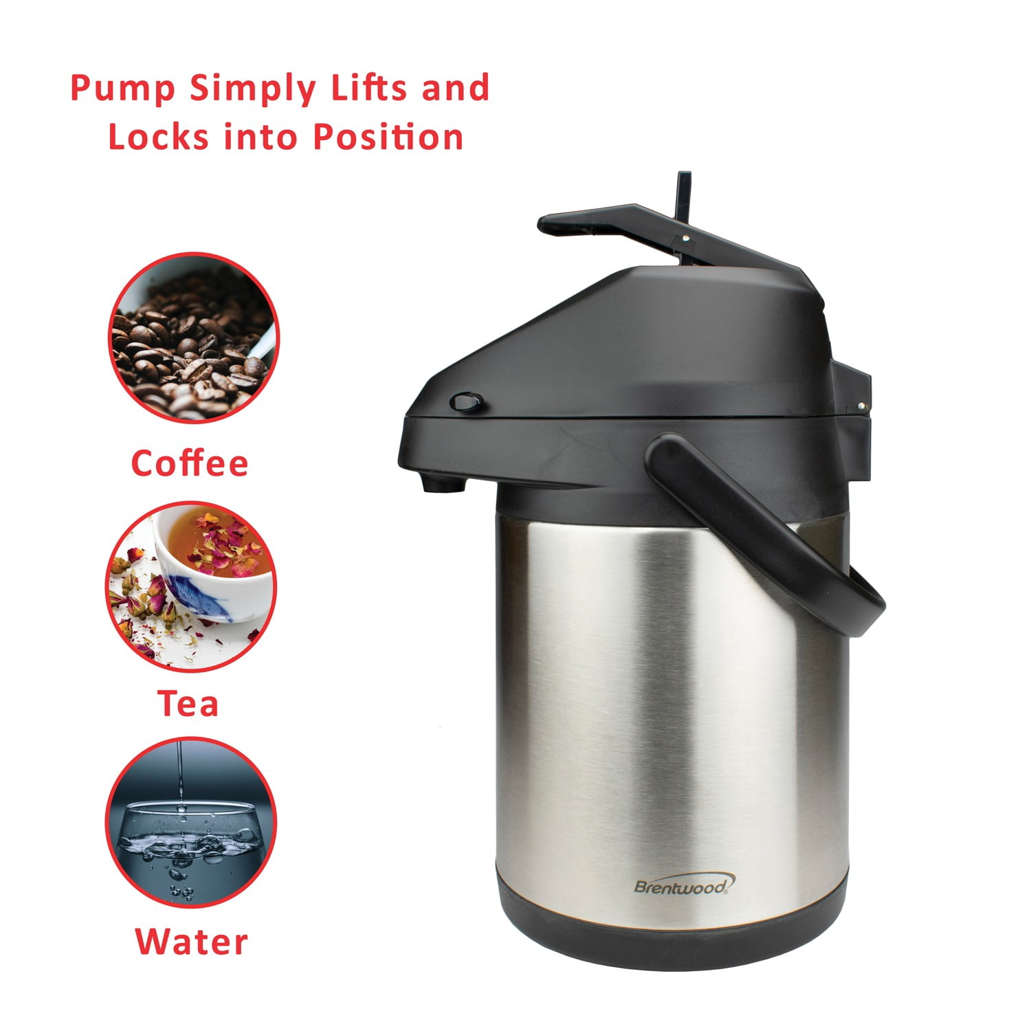 Brentwood Airpot Hot and Cold Drink Dispenser (2.5 L), CTSA-2500PT