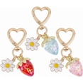 thumbnail image 1 of 3 llaveros de fresa en 3 colores, de aleación esmaltada, con forma de flor y fruta, cierres giratorios de corazón con dije de acrílico, llavero para bolso, llavero de coche, colgante., 1 of 6