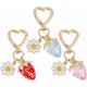thumbnail image 1 of 3 llaveros de fresa en 3 colores, de aleación esmaltada, con forma de flor y fruta, cierres giratorios de corazón con dije de acrílico, llavero para bolso, llavero de coche, colgante., 1 of 6