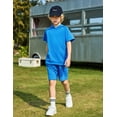 thumbnail image 5 of Arshiner Boys 2 piece outfits Letter Graphic Colorblock Short Sleeve Hoodie Short Sets, 5 of 7