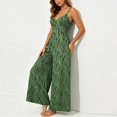 thumbnail image 5 of Vynhevius Women's Striped Print Cami Jumpsuit V Neck High Waist Wide Leg Pockets One Piece, 5 of 7