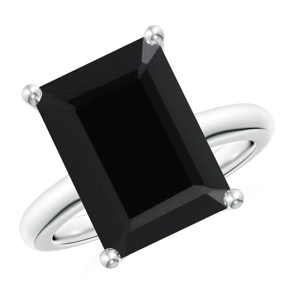 ANGARA Natural Black Onyx Solitaire Ring for Women, Girls in Silver Ring Size-7 (Stone Grade: Best-AAA, Size-14x10mm) Jewelry Gift for Her Birthday, Engagement, Wedding, Anniversary