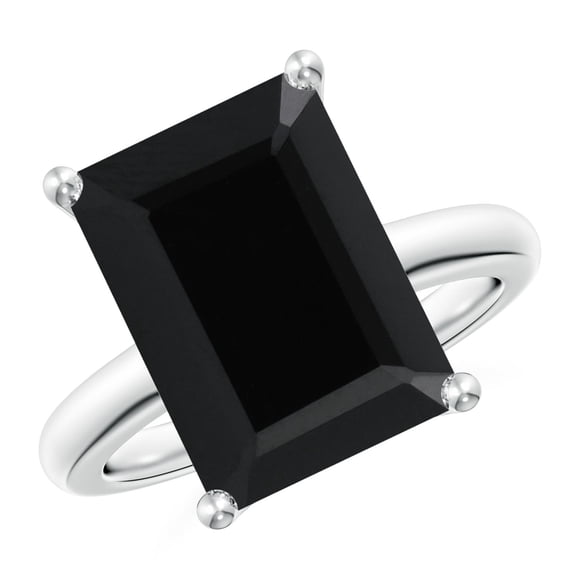 Angara Natural Black Onyx Ring - Prong-Set Rectangular 5.1 ct Black Onyx Cocktail Ring in 14K White Gold for Women (Ring Size = 5)