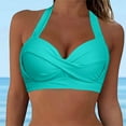 thumbnail image 2 of Plus Size Bikini Top Black Women Halter Swimwear Tops Underwire Full Coverage Bikini Top Push Up Swim Crop Top Tie Back Bathing Suit Tops Female Womens Bikini & Tankini Tops(Mint Green,XL), 2 of 5