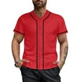 thumbnail image 2 of Red Baseball Jersey for Men Blank Baseball Jersey Button Down Shirts, 2 of 5