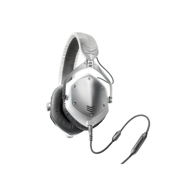 V-MODA Crossfade M-100 - Headphones with mic - full size - wired - noise isolating - white, silver