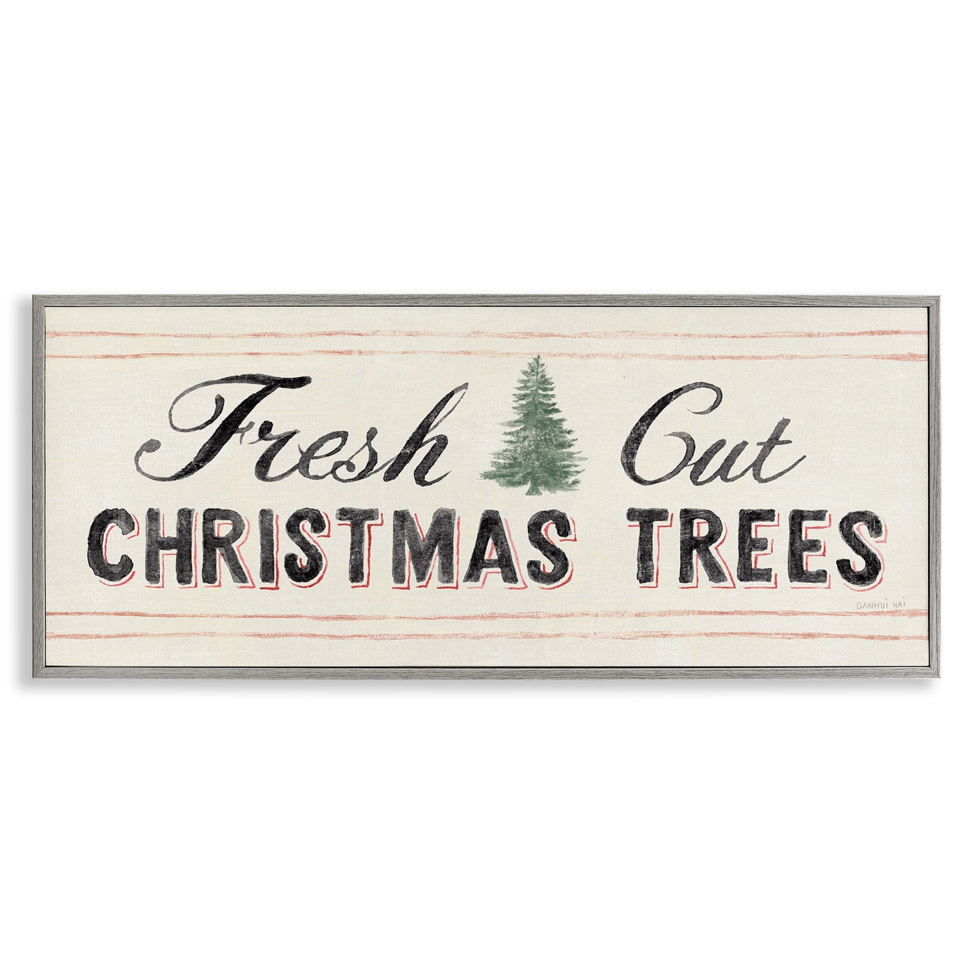 Fresh Cut Christmas Trees Vintage Winter Sign Holiday Graphic Art Framed Art Print Wall Art