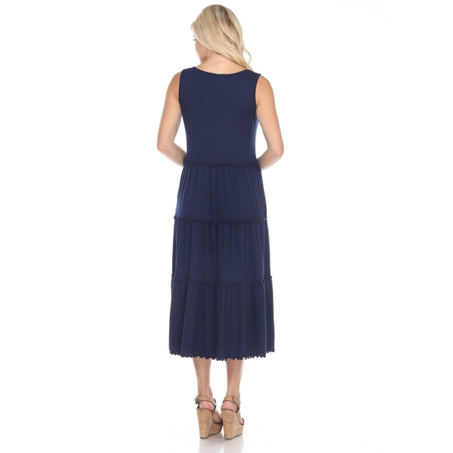 White Mark Robe Midi de Maternité pour Femmes à Encolure Dégagée Teired