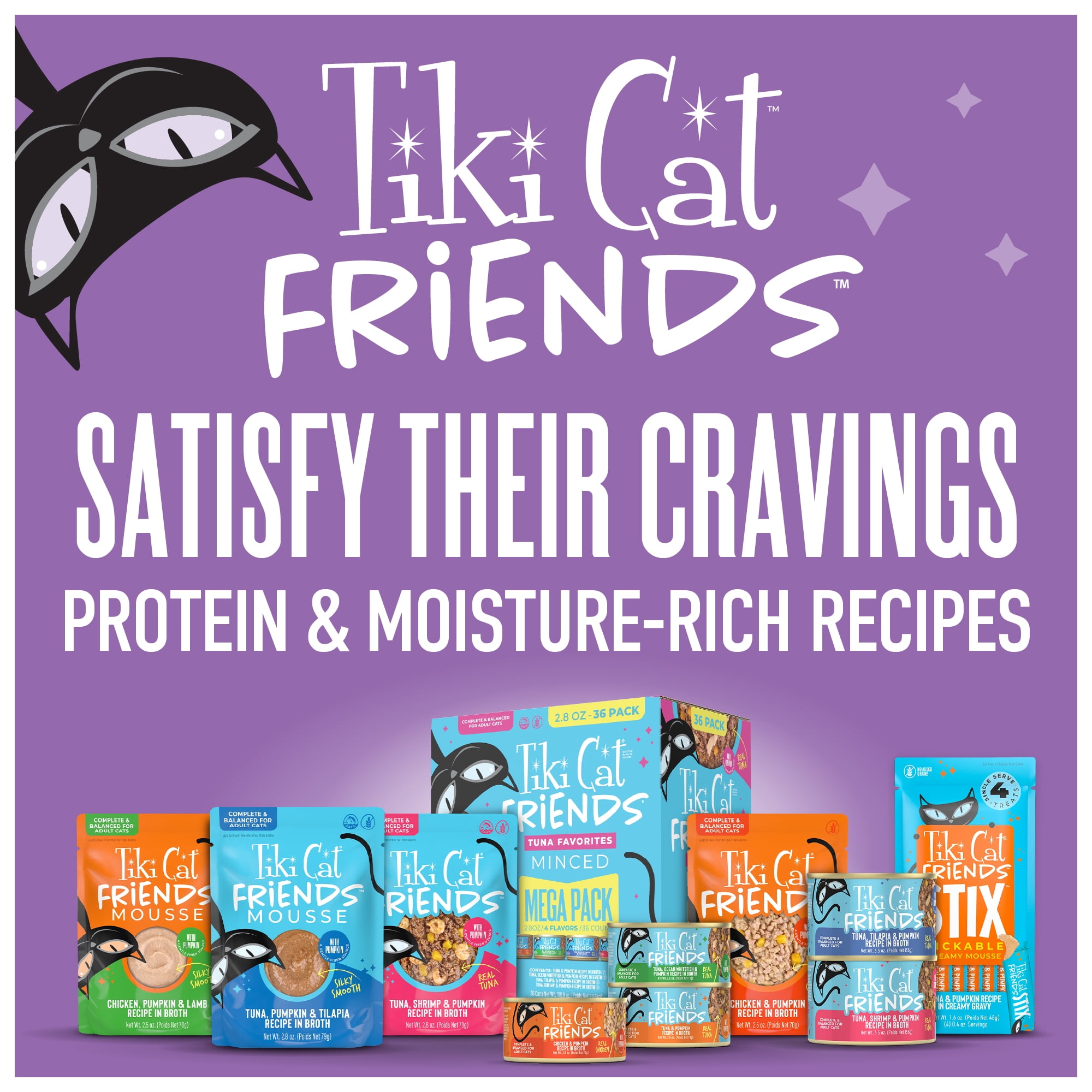 Tiki Cat Friends Stix, Variety Pack, 1.6 oz. Pouch (12 Count)