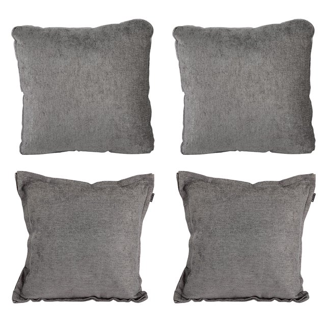 Set de 4 Cojines Decorativos (2 Cuadrados + 2 Cuadrados Grandes) Niz Gris Oscuro