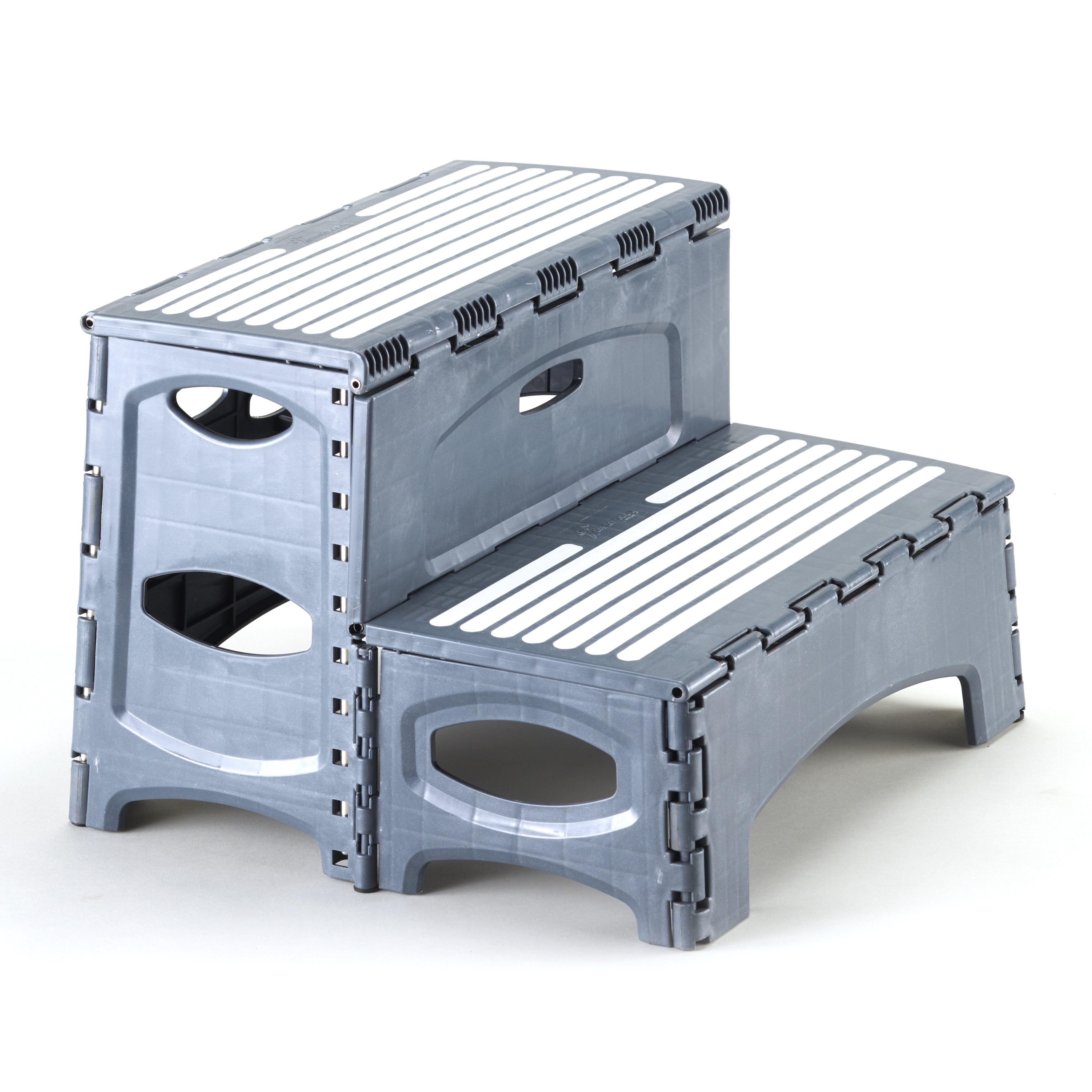 Grey Folding 2Step Stool Ladder for Indoors 300lb. Weight Limit