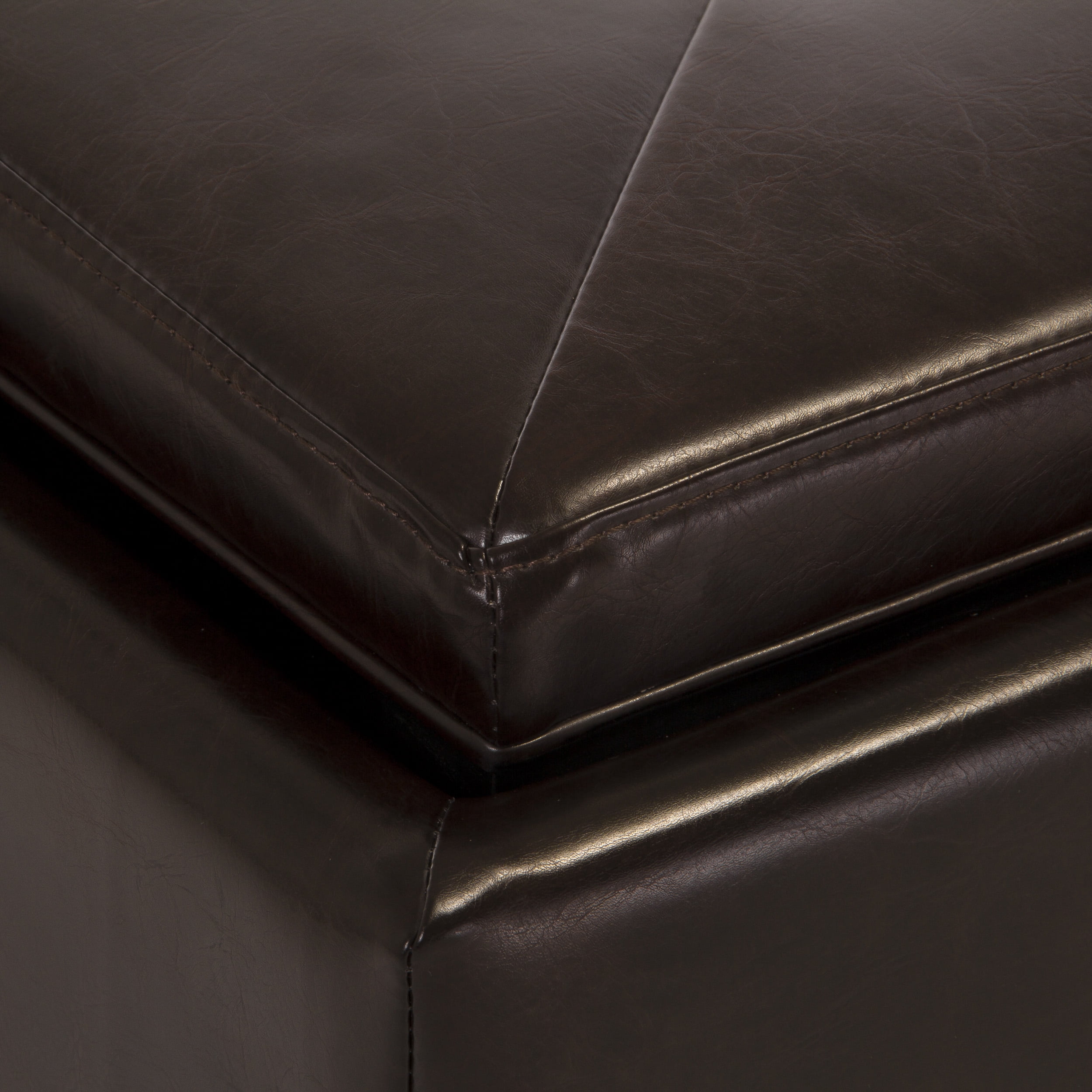 Noble House Franklin Rectangular Faux Leather Storage Ottoman, Brown
