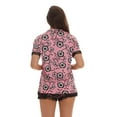 thumbnail image 3 of #FollowMe Womens Button-Down Pajama Shorts Set with Notch Collar  Chic & Comfy Loungewear (Pink - Floral Grande, Large), 3 of 4