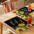 thumbnail image 4 of Sunflower Placemats Set of 4, Live Simply Laugh Often Love Deeply Black Non-Slip Place Mats Washable Table Mats for Kitchen Dining Table Decorations Indoor/Outdoor, 4 of 9