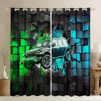Erosebridal Fast Car Curtains for Living Room (38Wx45L),Extreme Sports 30%-50% Blackout Curtains Set of 2 (38x45),Plaid Buffalo Curtains and Drapes,Teens Bedroom Decor