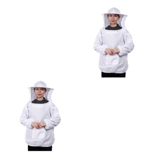 Bewildely Experiencia blanca del diario de ropa de abeja sin planchar Ropa protectora de abeja blanca dedicada a la apicultura blanca blanco 2Conjunto