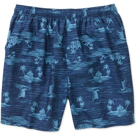 Faded Glory Men's Pull-On Island Printed Swim Shorts - Walmart.com