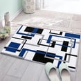 thumbnail image 2 of Bathroom Rug Bath Mat, Abstract Geometric Modern Art Square Mid Century Navy Blue Black Non-Slip Soft Shower Rug Water Floor Mat, 16"x24", 2 of 4