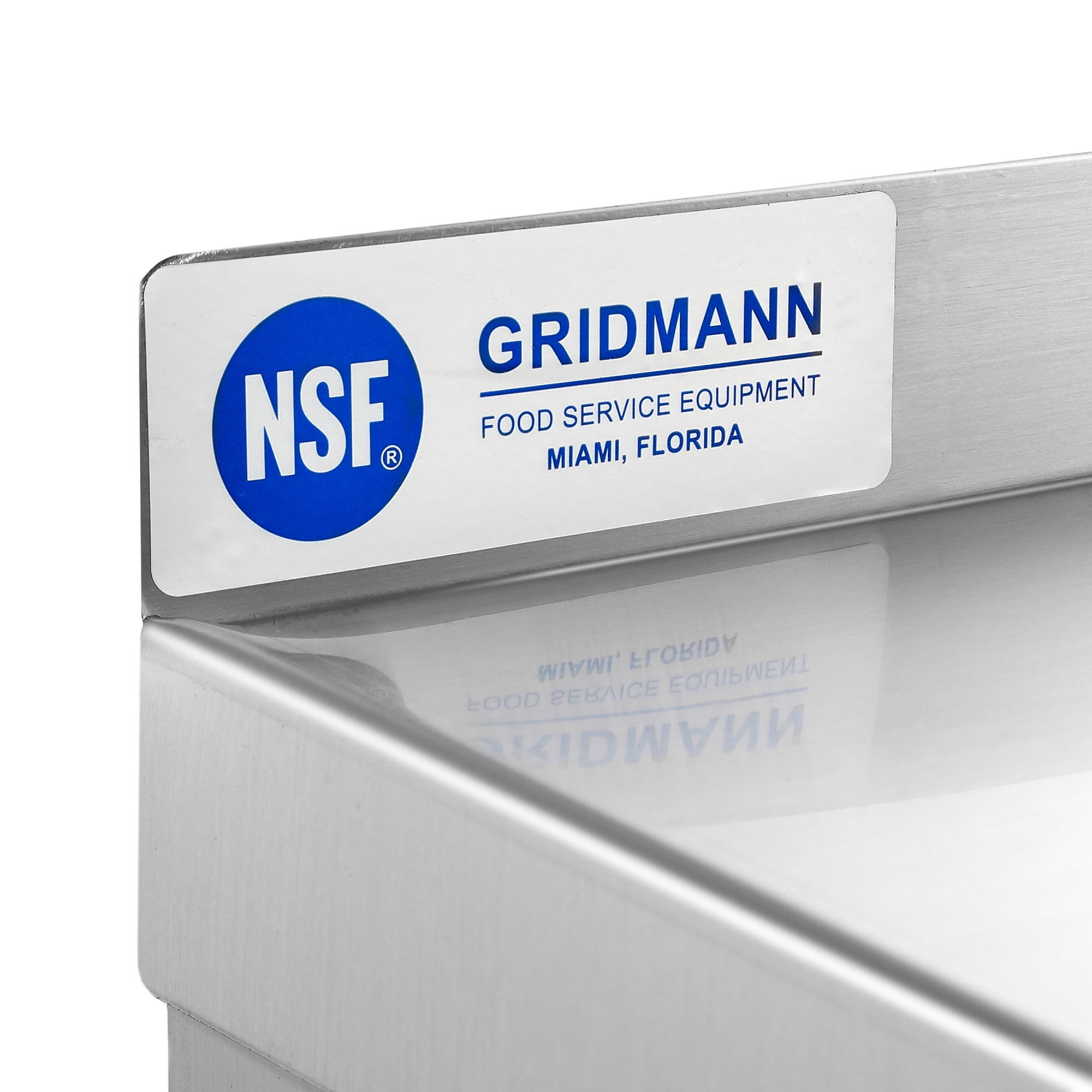 GRIDMANN 18" x 72" NSF Stainless Steel Kitchen Wall Mount Shelf w/ Backsplash