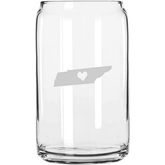 Tennessee Heart States Etched 16oz Libbey Can Glass