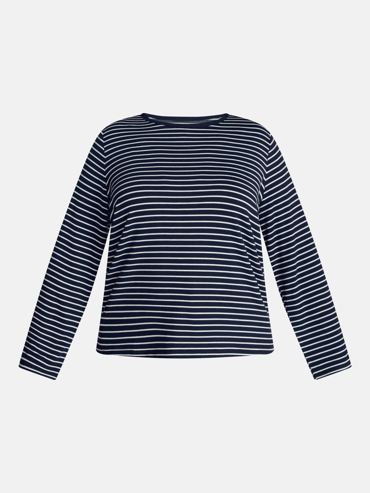 Terra & Sky Women's Plus Striped Tee with Long Sleeves, Sizes 0X-5X