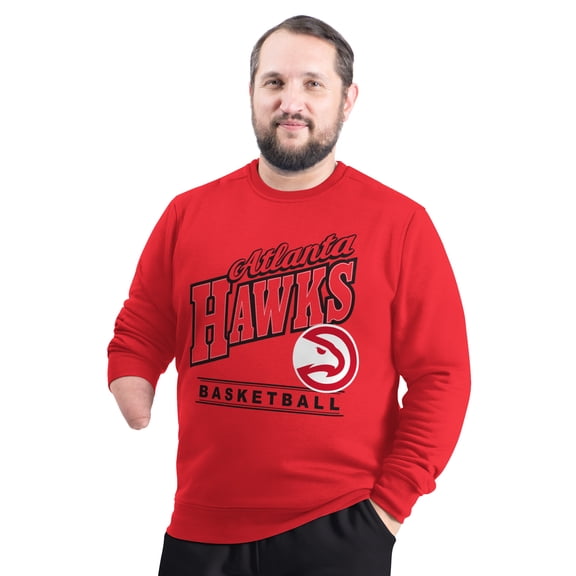 Men's G-III Sports by Carl Banks Red Atlanta Hawks Adaptive Headliner Fleece Crewneck Sweatshirt