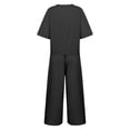 thumbnail image 5 of CILENON 2 Piece Travel Outfits for Women Womens Casual Printing Suit Crew Neck Short Sleeve Shirt And Trousers Pants Two Piece Set Plus Size Casual Outfits Womens Clothing Clearance Sale (Black,L), 5 of 5