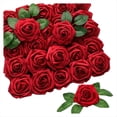 thumbnail image 1 of 25 Piezas Flores de Rosas Artificiales Rosas de Aspecto Artificial de Boda Centros de Mesa Fiesta de Despedida de Soltera DecoracióN del Hogar,D, 1 of 5