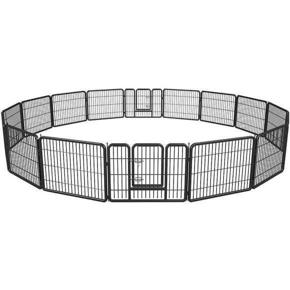 BestPet Dog Pen Pet Playpen Exercise Pen Dog Fence 16 Panels 24” Animal Kennel Cage Yard Travel Camping Metal Portable, Black
