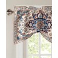 thumbnail image 3 of Tie Up Valance Curtain for Kitchen,Mid Century Bohemia Retro Flower Rod Pocket Short Curtains Adjustable Tie-Up Shade Valances,Terracotta Aesthetic Window Treatment for Bathroom Living Room Bedroom, 3 of 8