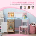 thumbnail image 4 of Qaba 2Pcs Kids Desk and Chair Set with Whiteboard, Storage, Shelves, Pink, 4 of 9
