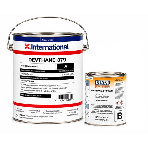 Devthane 379 Polyurethane Coating – High-Hide White | Industrial Grade for Bathtubs, Countertops, Aircraft, Marine, Metal | 1 Gallon | 2-Part with Part B