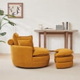 thumbnail image 3 of Oversized Swivel Accent Barrel Chair with Moon Storage Ottoman and 4 Pillows, 38"W Modern Chenille Upholstered Chaise Lounge Chair Leisure Round Cuddle Sofa Chair for Living Room, Yellow, 3 of 7