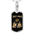 thumbnail image 5 of Just Hold Bitcoin Crypto Stainless Steel or 18k Gold Premium Swivel Dog Tag Keychain, 5 of 16