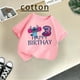 thumbnail image 2 of Camiseta de algodón para niños y niñas con cuello redondo, regalo de cumpleaños de Disney Stitch, kawaii, ropa informal de moda para niños y niñas, 2 of 4