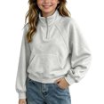thumbnail image 2 of Mifsaly Boys Girls Sweatshirt Half Zip Long Sleeve Pullover Sweatshirts Kids Comfortable Casual Fall Winter Warm Outerwear Gray,7-8 Years, 2 of 7