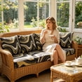 thumbnail image 5 of 4PCS Printed Outdoor Patio Seat Cushion Cover, Waterproof Stretch Wicker Sofa Cushion Slipcover, Floral Geometric Pattern Furniture Cushion Protector for Garden Rattan Chair 27.56x25.2 Inch, 5 of 8