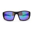 thumbnail image 2 of Locs Color Mirror Sport Biker Style Wrap Around Matte Black Sunglasses Teal Mirror, 2 of 4