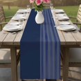 thumbnail image 4 of Navy Blue Striped Table Runner 90 Inches, Vintage Stripes Ombre Bed Runner Dresser Scarves Tabletop for Indoor Outdoor Parties/Ceremony/Banquet, 13" x 90", 4 of 9