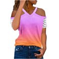 thumbnail image 2 of Patlollav Women Summer Tops Sexy Print Regular Starpless Mesh Short Sleeve V Neck Top, 2 of 7